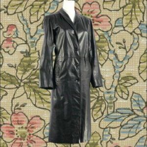 Very vintage black leather coat